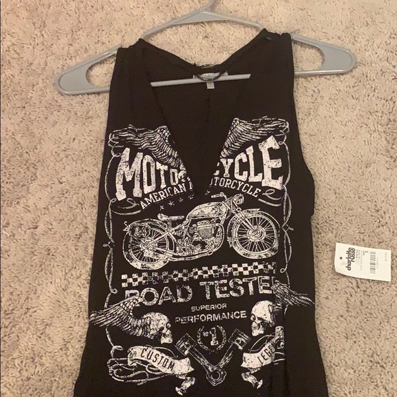 Charlotte Russe Tops - V-neck built in chocker motorcycle body suit